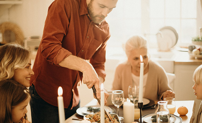 happy family having dinner